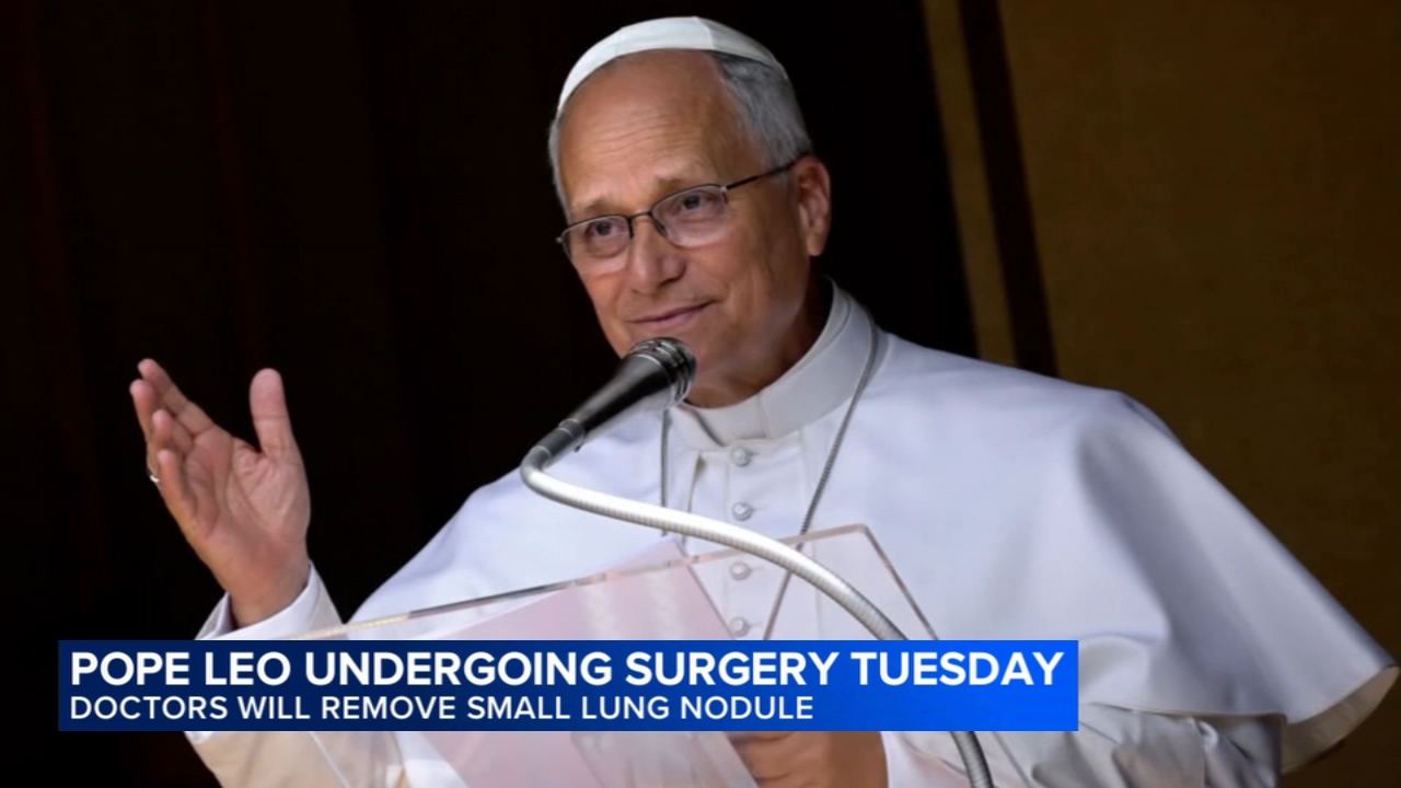 Pope Leo heads to hospital ahead of surgery to remove lung nodule

       — ABC 7 Bay Area, Woodside Health news